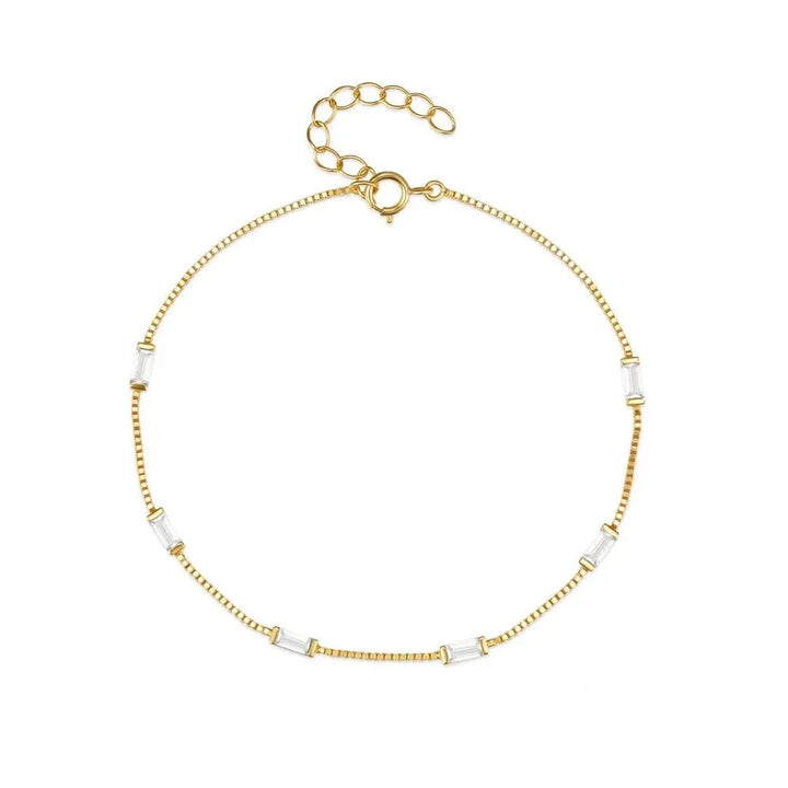 Gold plated sterling silver simple color zircon bracelet