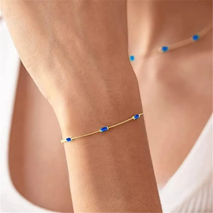 Gold plated sterling silver simple color zircon bracelet