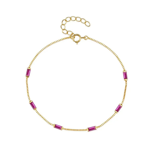 Gold Plated Sterling Silver Simple Color Zircon Bracelet - Dazzle Jewellery