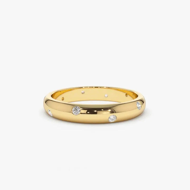 Gold plated sterling silver simple domed moissanite ring