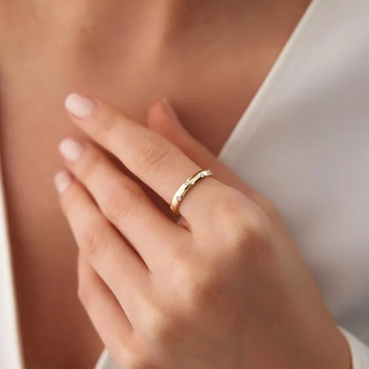Gold plated sterling silver simple domed moissanite ring