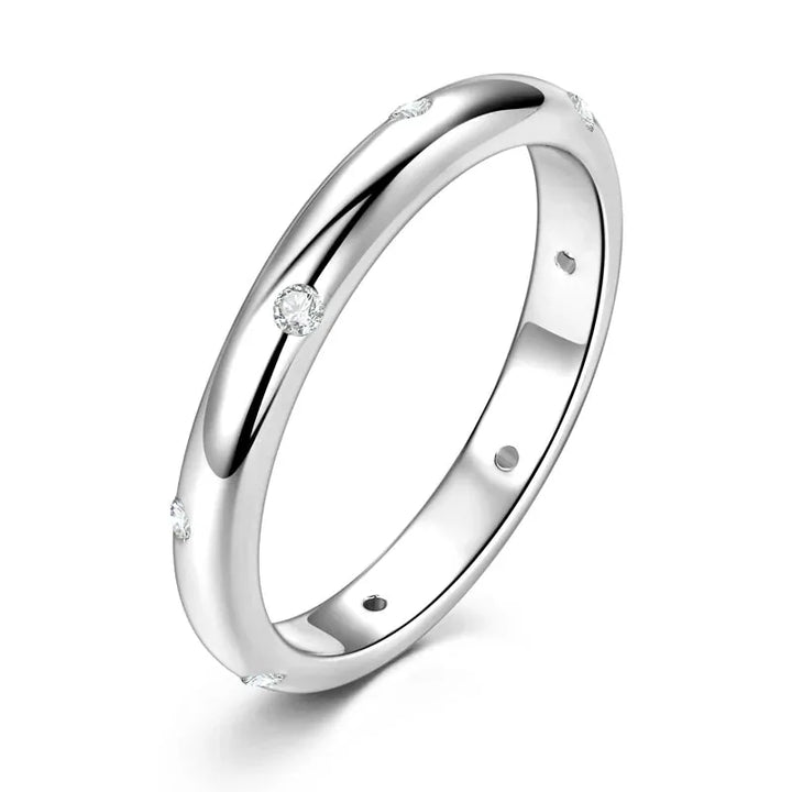 Gold plated sterling silver simple domed moissanite ring