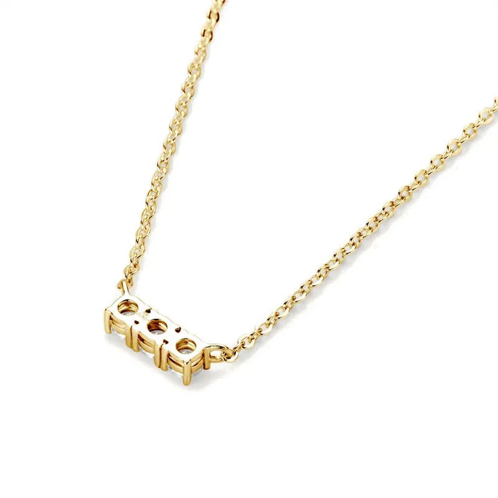 Gold plated sterling silver three stone pendant simple moissanite necklace