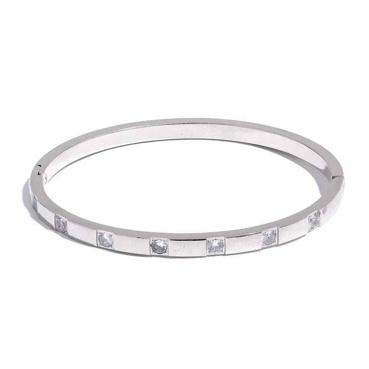 Gold plated stylish set cubic zirconia bangle bracelet