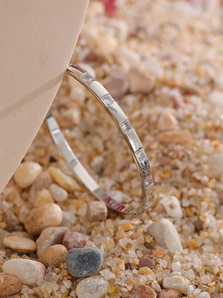 Gold plated stylish set cubic zirconia bangle bracelet