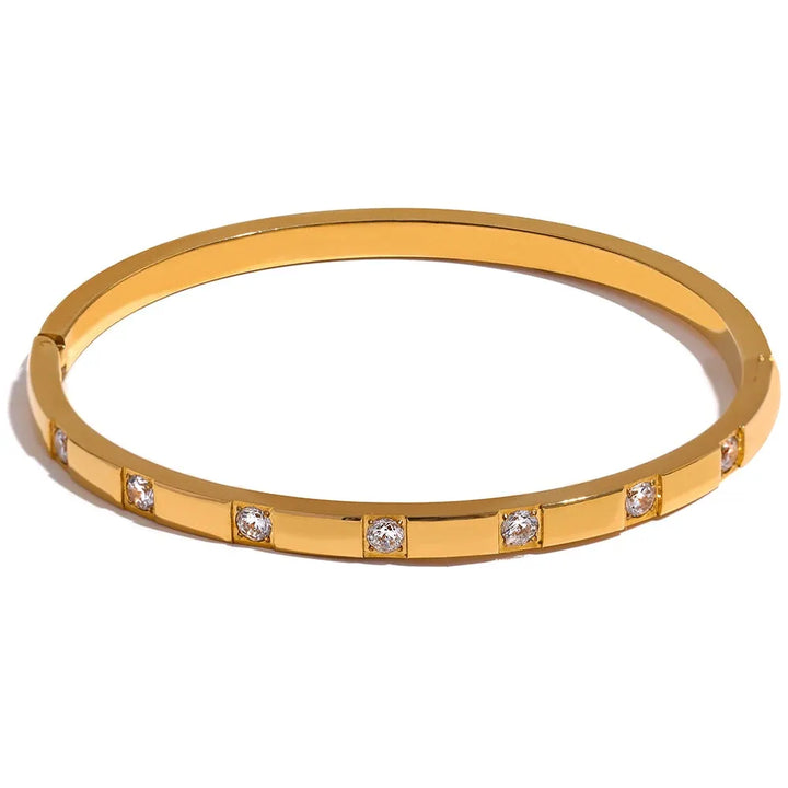 Gold Plated Stylish Set Cubic Zirconia Bangle Bracelet - Dazzle Jewellery
