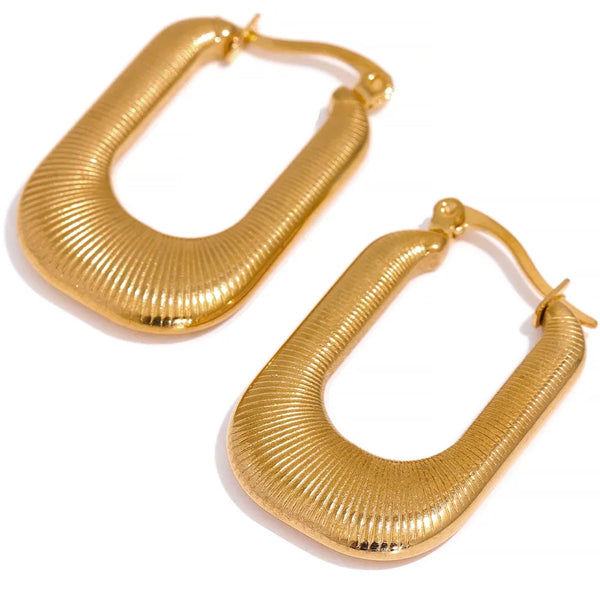 Gold Plated Textured Large Statement Earrings - Dazzle Jewellery