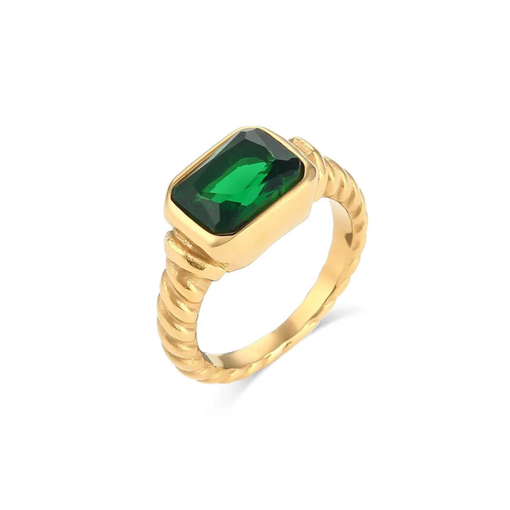 Gold plated textured zircon chunky ring