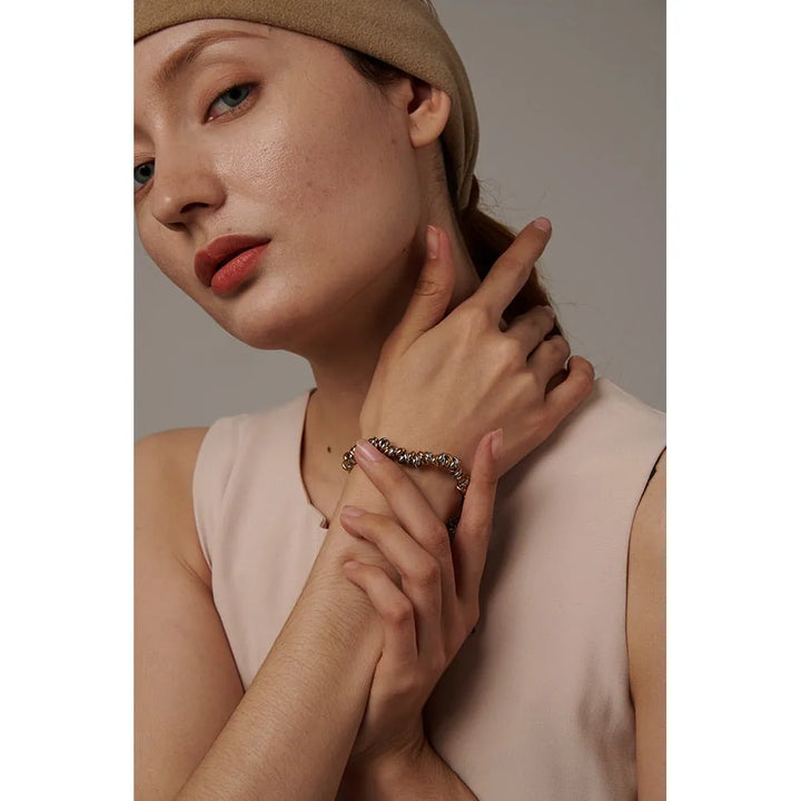 Gold plated thick chain fashion bracelet