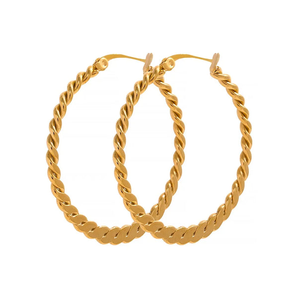 Gold Plated Twist Big Hoop Earrings - Dazzle Jewellery