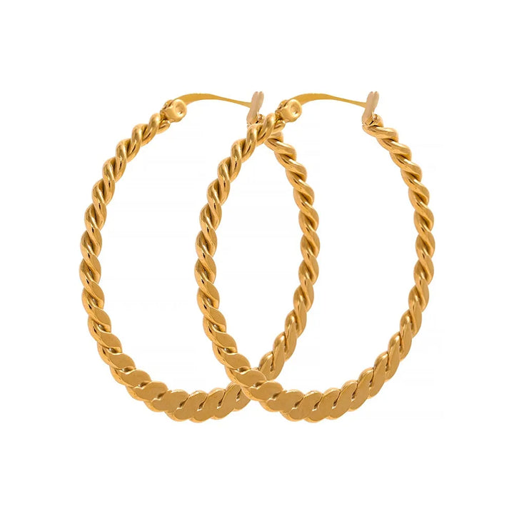 Gold Plated Twist Big Hoop Earrings - Dazzle Jewellery