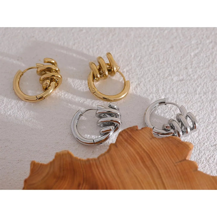 Gold plated twisted straw hoop huggie earrings