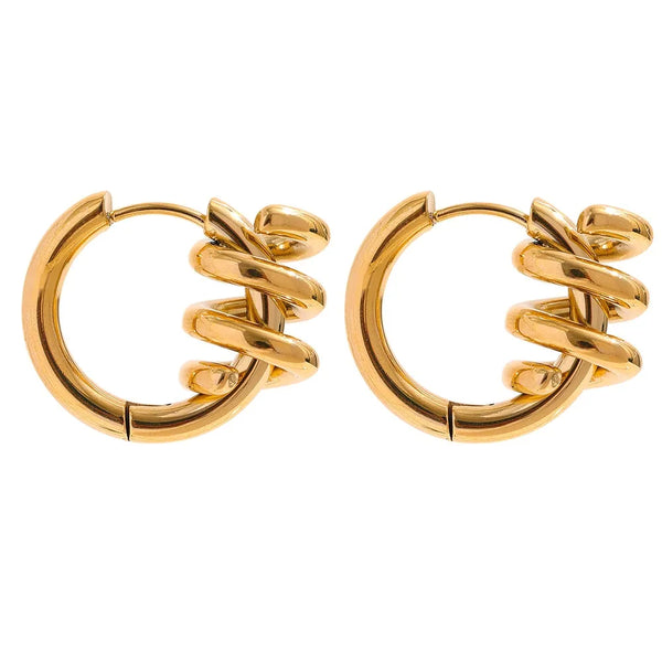 Gold Plated Twisted Straw Hoop Huggie Earrings - Dazzle Jewellery