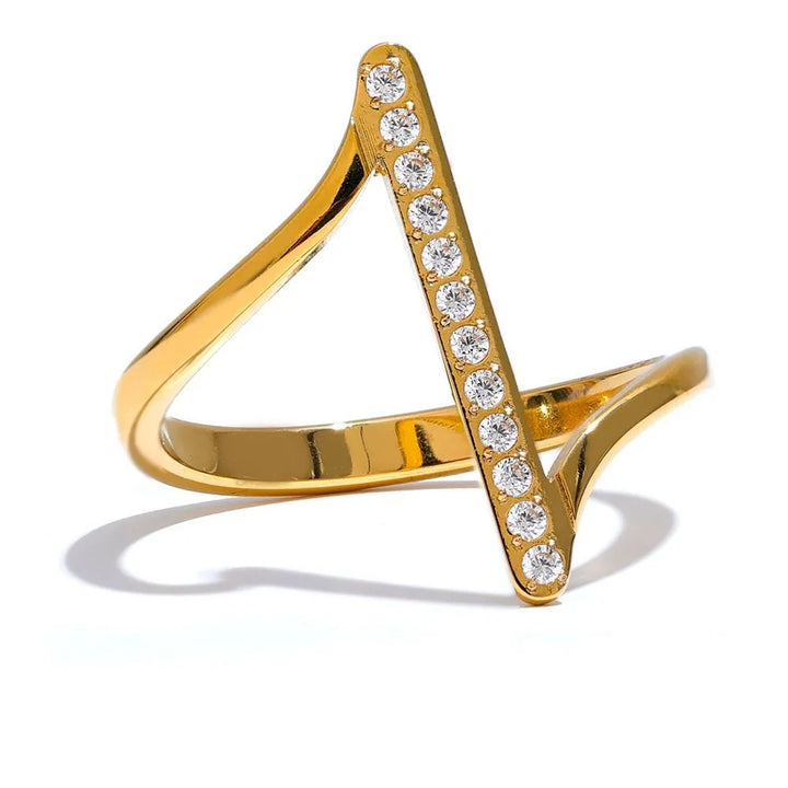 Gold Plated Unique Twisted Cubic Zirconia Ring - Dazzle Jewellery