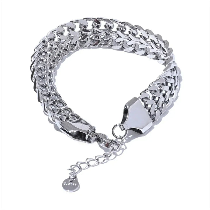 Gold plated wide chain chunky statement necklace & bracelet set