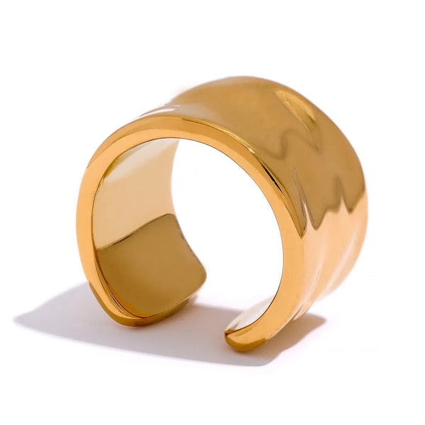 Gold Plated Wide Natural Open Ring - Dazzle Jewellery