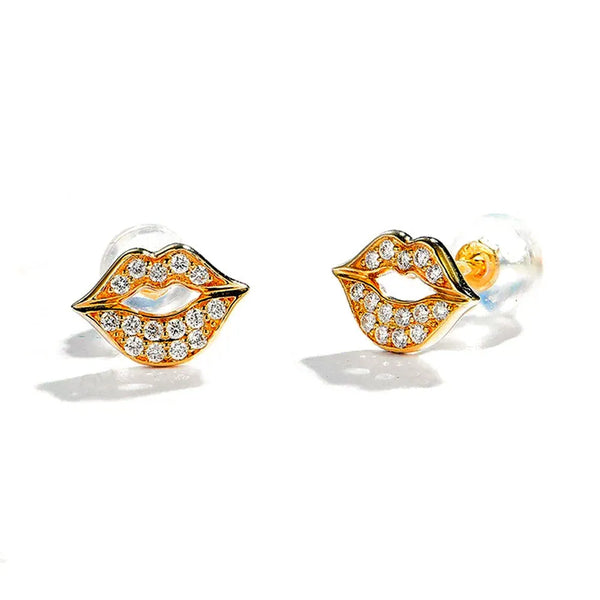 Moissanite Kiss Lips Stud Earrings - Dazzle Jewellery