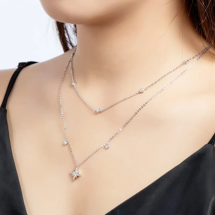 Sterling silver charm moissanite choker necklace