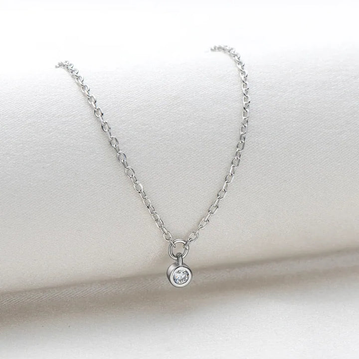 Sterling silver charm moissanite choker necklace