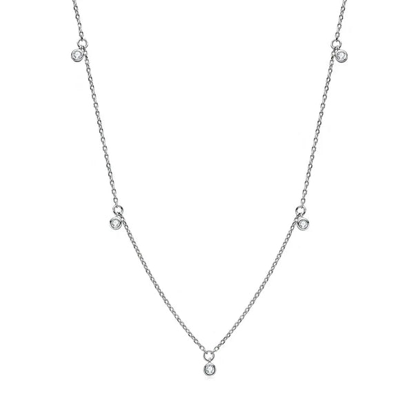 Sterling Silver Charm Moissanite Choker Necklace - Dazzle Jewellery