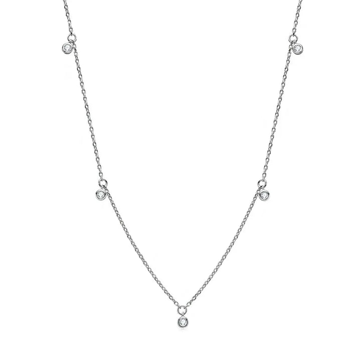 Sterling Silver Charm Moissanite Choker Necklace - Dazzle Jewellery