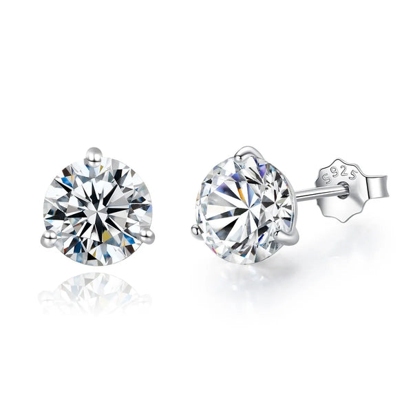 Sterling Silver Classic Simple Moissanite Stud Earrings - Dazzle Jewellery