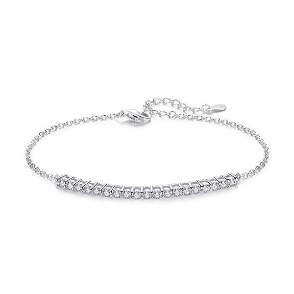 Sterling Silver Elegant Tiny Moissanite Bracelet - Dazzle Jewellery