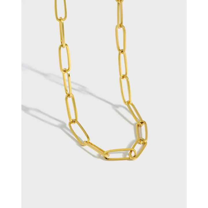 Sterling silver elongated chain link necklace