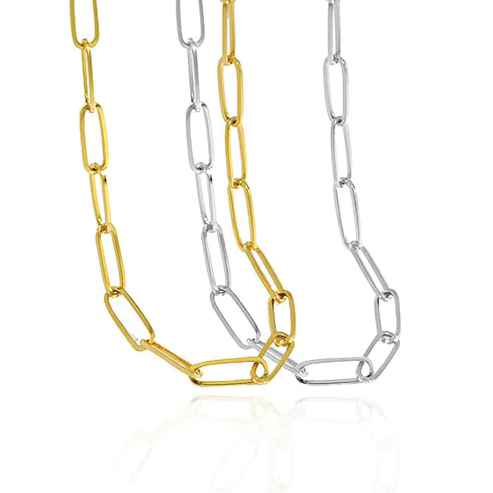Sterling Silver Elongated Chain Link Necklace - Dazzle Jewellery
