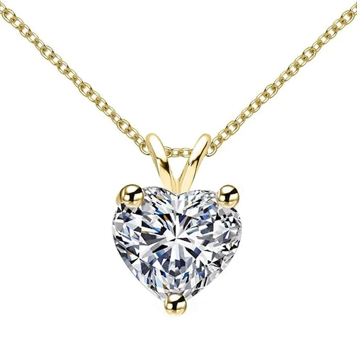 Sterling silver heart pendant moissanite necklace