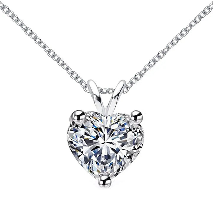 Sterling Silver Heart Pendant Moissanite Necklace - Dazzle Jewellery