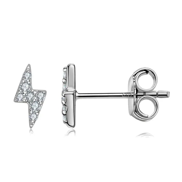 Sterling Silver Mini Lightning Moissanite Stud Earrings - Dazzle Jewellery