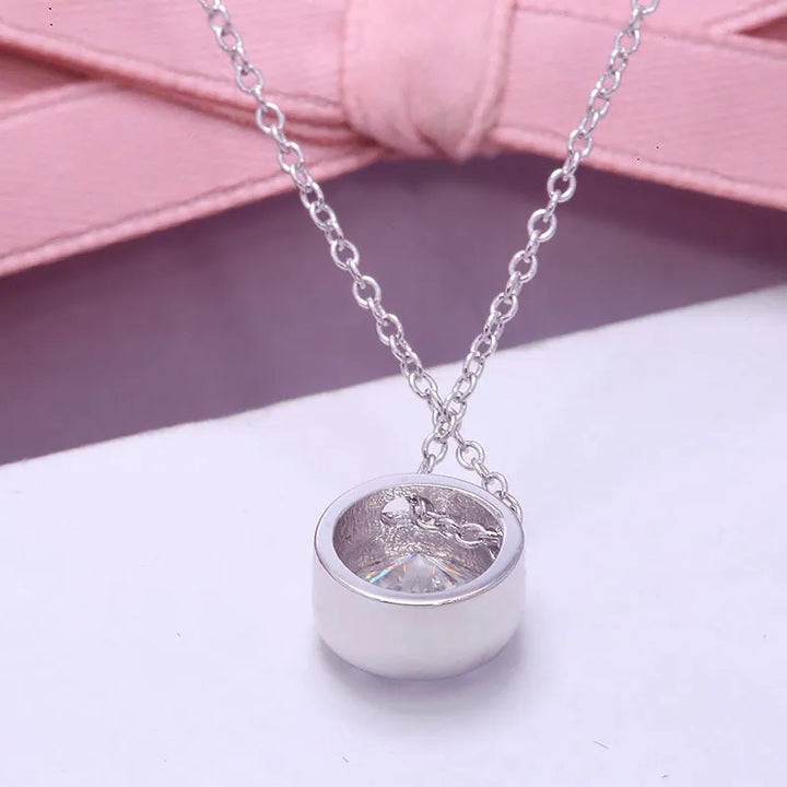 Sterling silver moissanite bezel pendant necklace