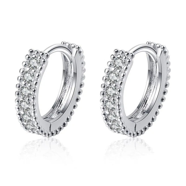 Sterling Silver Paved Moissanite Hoop Earrings - Dazzle Jewellery