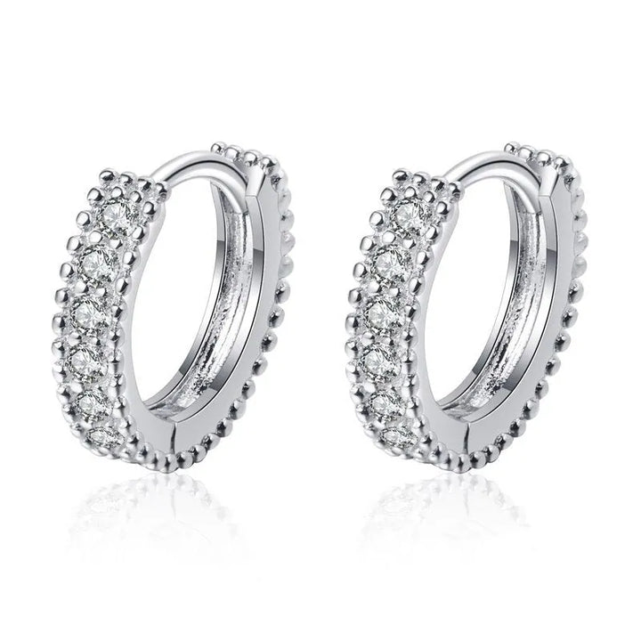 Sterling Silver Paved Moissanite Hoop Earrings - Dazzle Jewellery