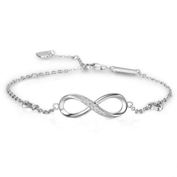 Sterling Silver Simple Zircon Infinity Symbol Bracelet - Dazzle Jewellery