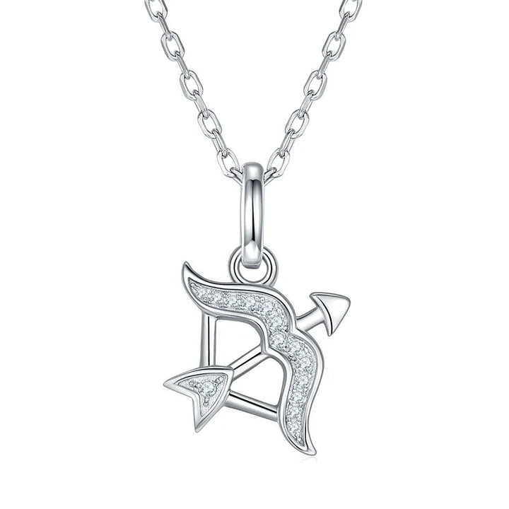 Sterling silver zodiac symbol paved moissanite necklace