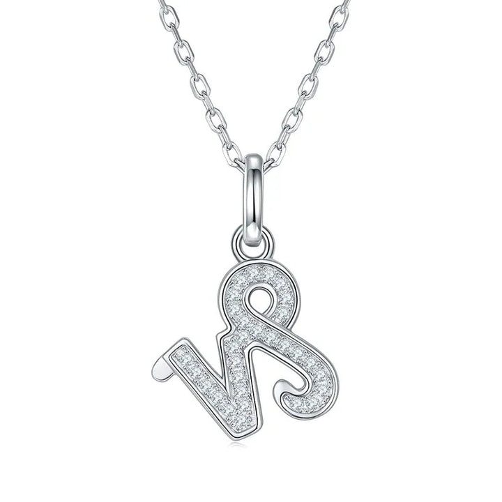 Sterling silver zodiac symbol paved moissanite necklace