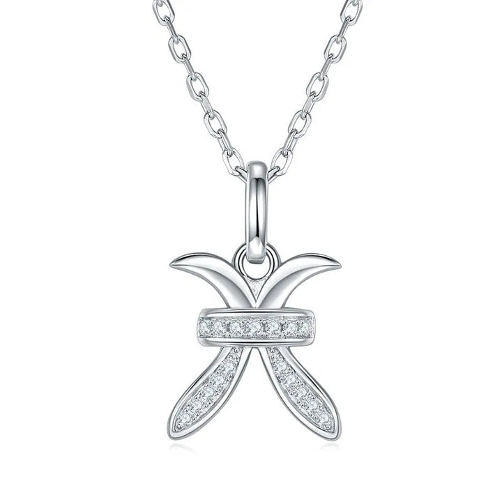 Sterling silver zodiac symbol paved moissanite necklace