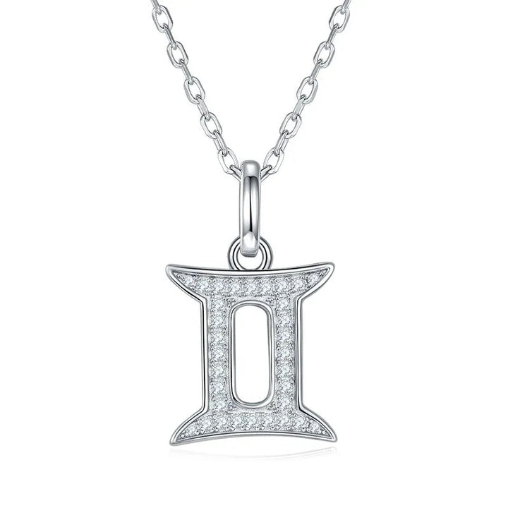 Sterling Silver Zodiac Symbol Paved Moissanite Necklace - Dazzle Jewellery
