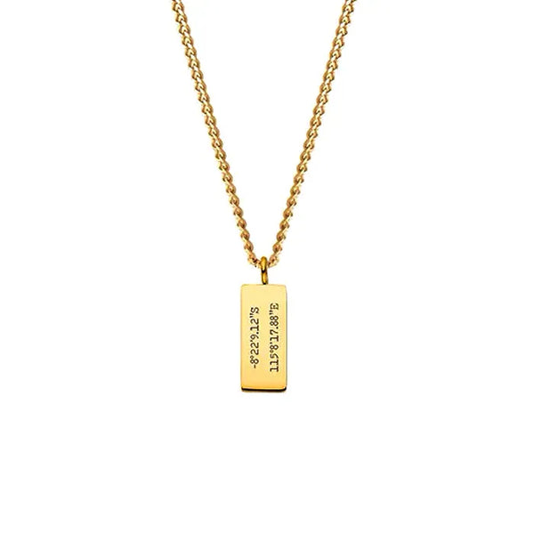 Vertical Bar Engraved Necklace - Dazzle Jewellery